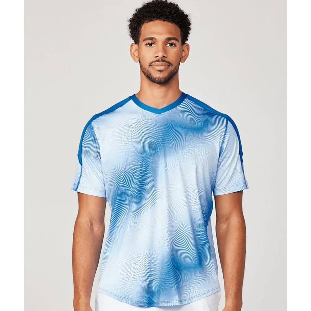 slim SB Sport Men's Energy Dots Short Sleeve - White/Blue elegant design cuffs
