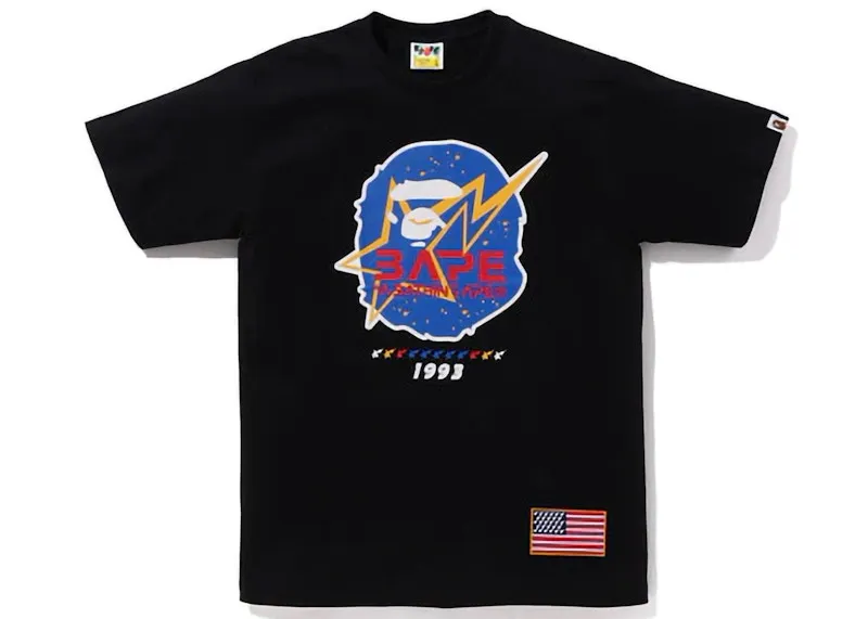 Soft Padding machine-made Bape Space Ape Head Tee Black