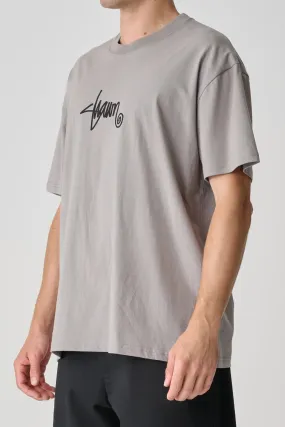 Garment Washed Texture Flattering Fit Small Stock Short Sleeve Tee Stone