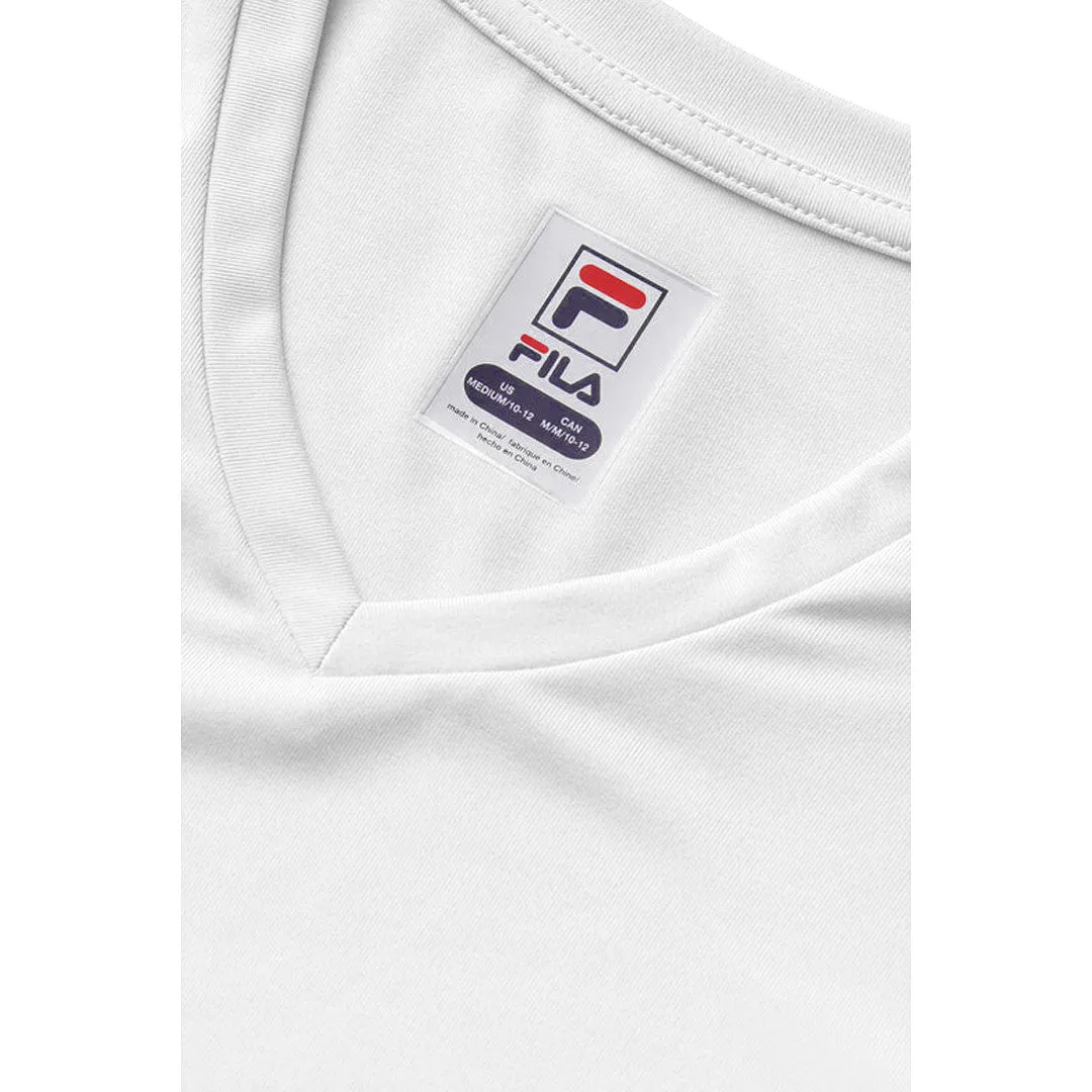 twill Fila Girl's Short Sleeve Performance Top - White