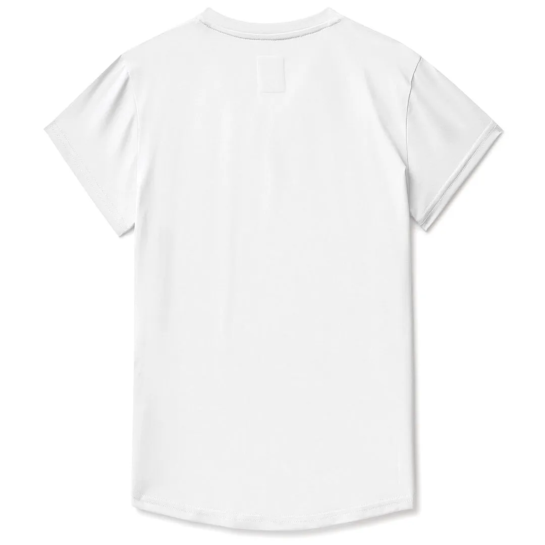 Fila Girl's Short Sleeve Performance Top - White Printed