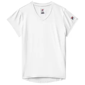 Hooded Padded collar Fila Girl's Short Sleeve Performance Top - White