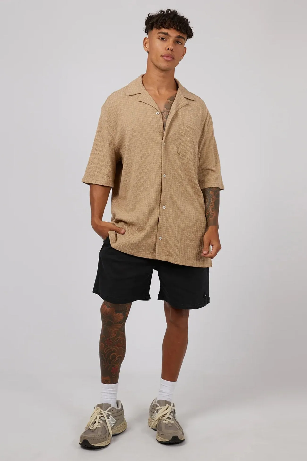 Sustainable Weave Otta Short Sleeve Shirt Tan