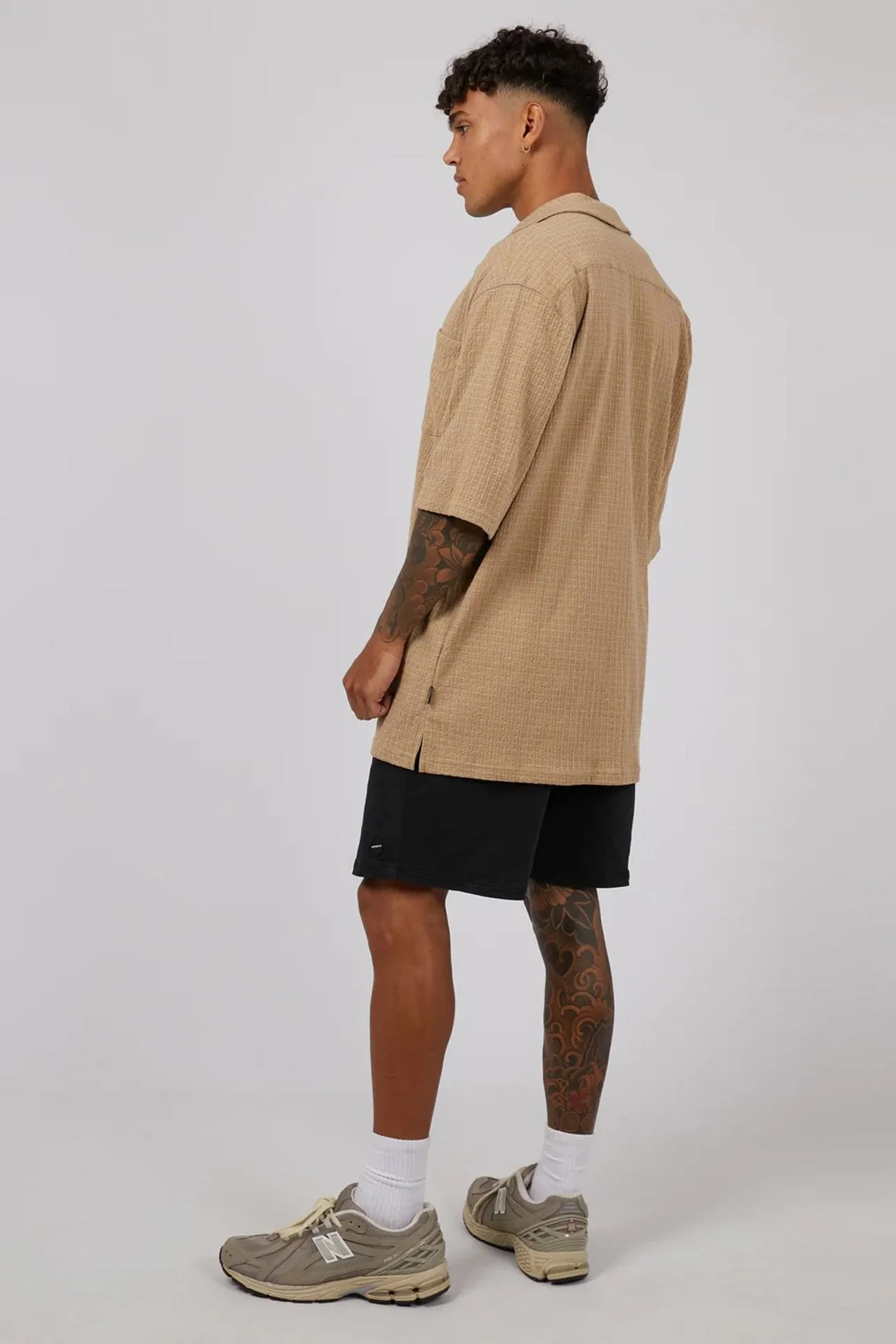Otta Short Sleeve Shirt Tan Cultural Inspired Camouflage Print