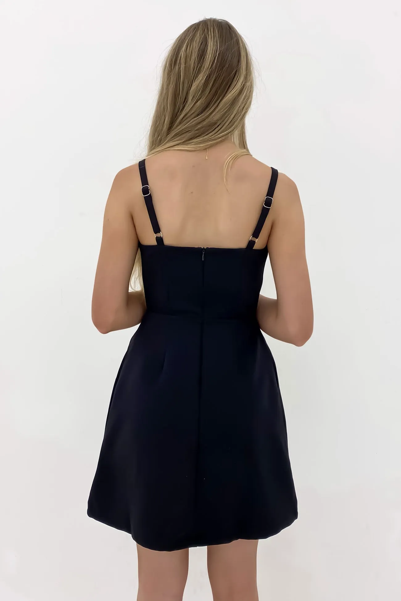 Blue Sky Pleat-Front Ingrid Mini Dress Black