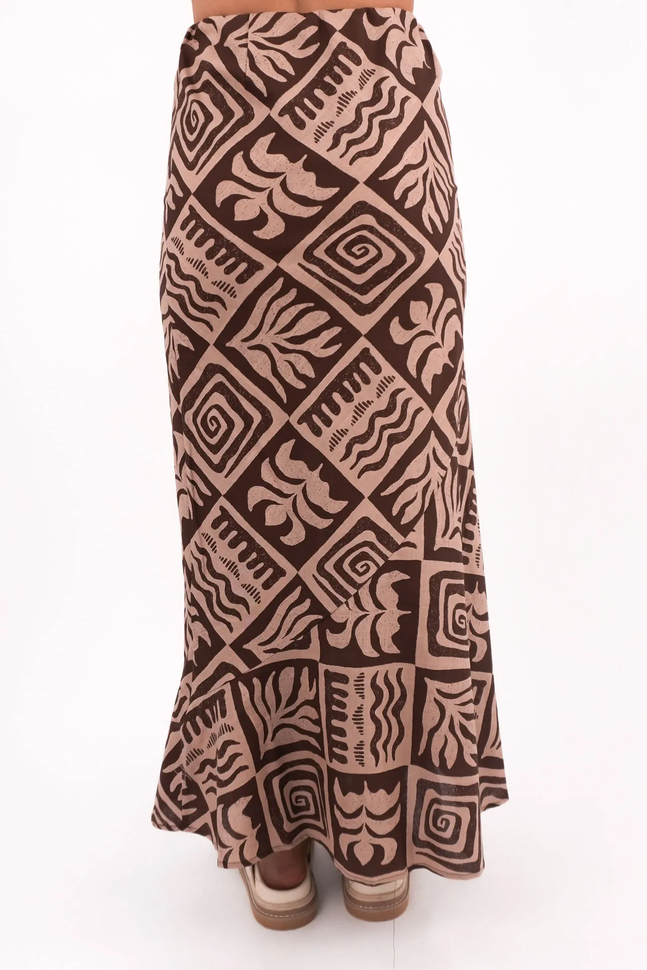 Tulum Maxi Skirt Brown Comfort Wear Washable fabric