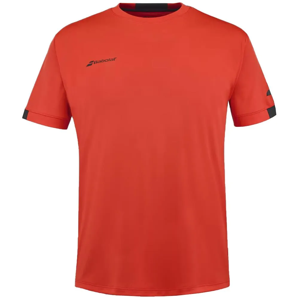 Babolat Boys Play Crew Neck Tee - Fiesta Red Steam Ironable Thermal Insulation