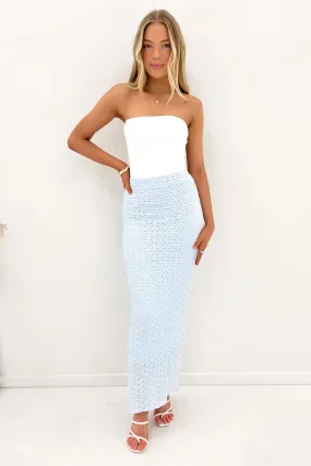 Velvet Finish Julianna Maxi Skirt Blue