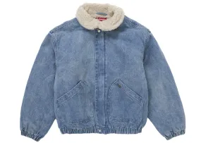 Hem Design Supreme Faux Shearling Lined Bomber Jacket Denim