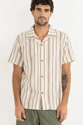 Artistic Design Professional Look Vacation Stripe Short Sleeve Shirt Tobacco