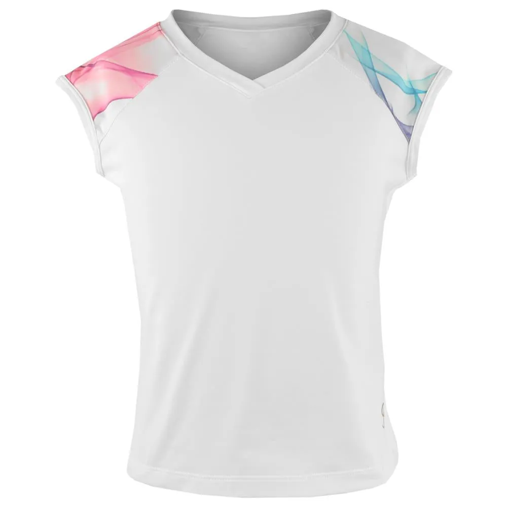 Sofibella Girls Spectrum Cap Sleeve - White/Spectrum Tailored Fit Relaxed