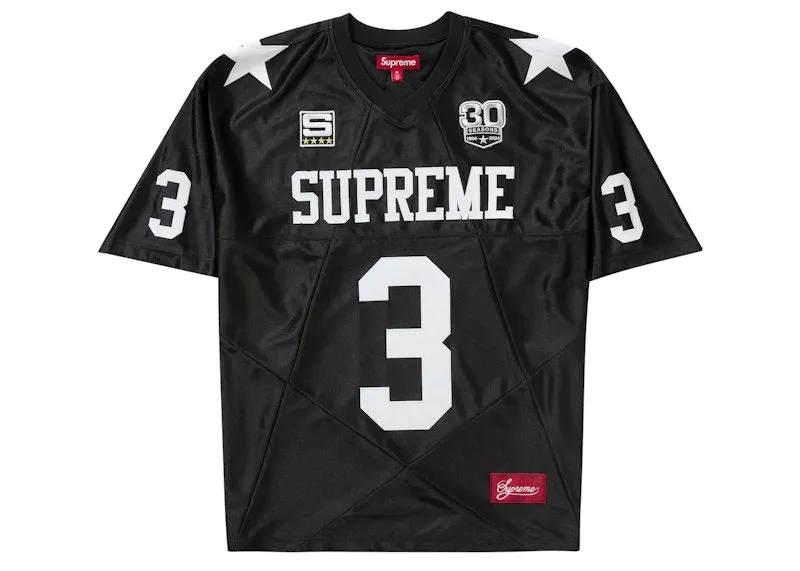 Ribbed edge Loose Fit Supreme Star Football Jersey Black