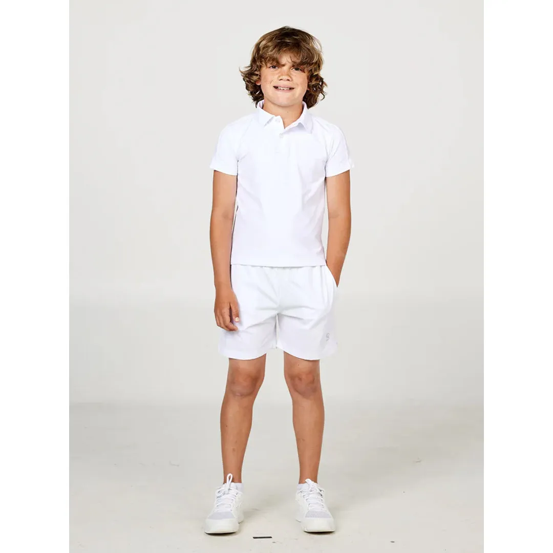 Sofibella Boy's Perfect Volley Essential Shorts - White Anti Bacterial