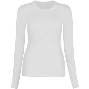 Double Stitched Shirred Sofibella Girls Crewneck Longsleeve Top - White