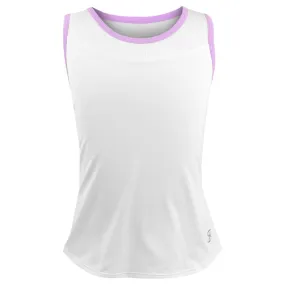 Sofibella Girl's Fun Stripes Racerbank Tank - White/Lavender Compact Anti-wrinkle