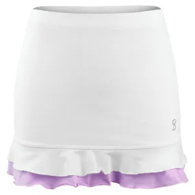 High Waist Decorative buttons Sofibella Girl's Fun Stripes Ruffle Skort - White/Lavender