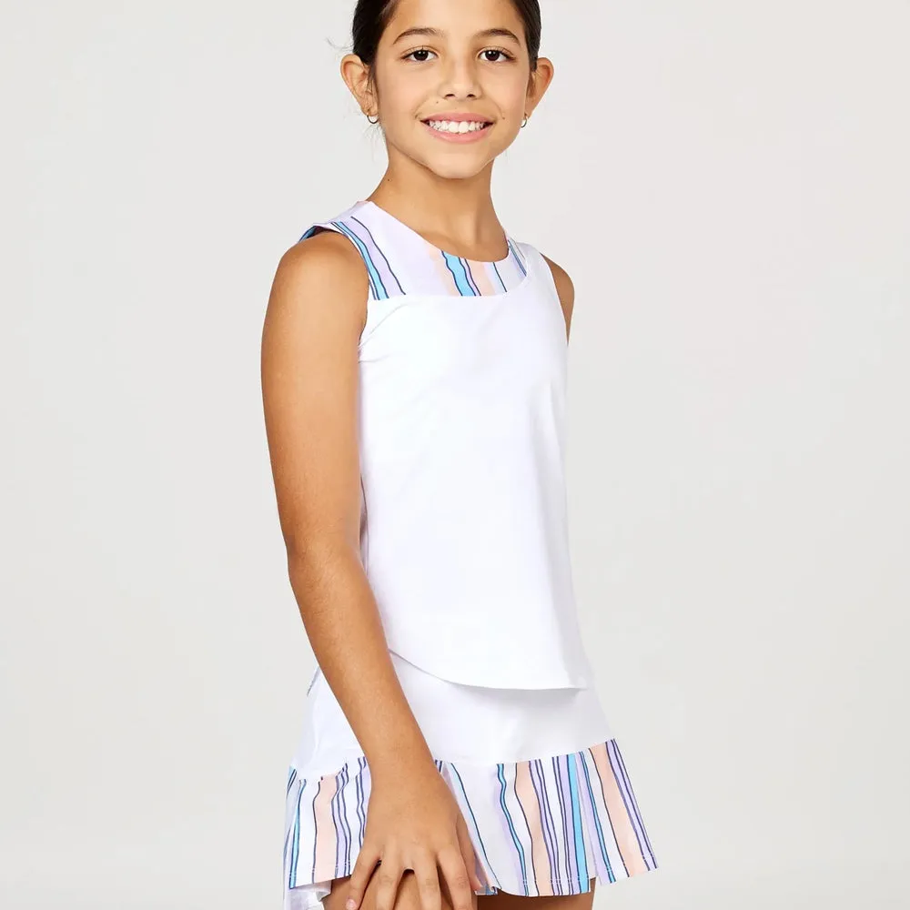 Cooling anti-odor Sofibella Girl's Fun Stripes Skort - White/Fun Stripes Multi