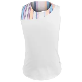 Button Closure Wear - Resistant Sofibella Girl's Fun Stripes Tank - White/Fun Stripes Multi