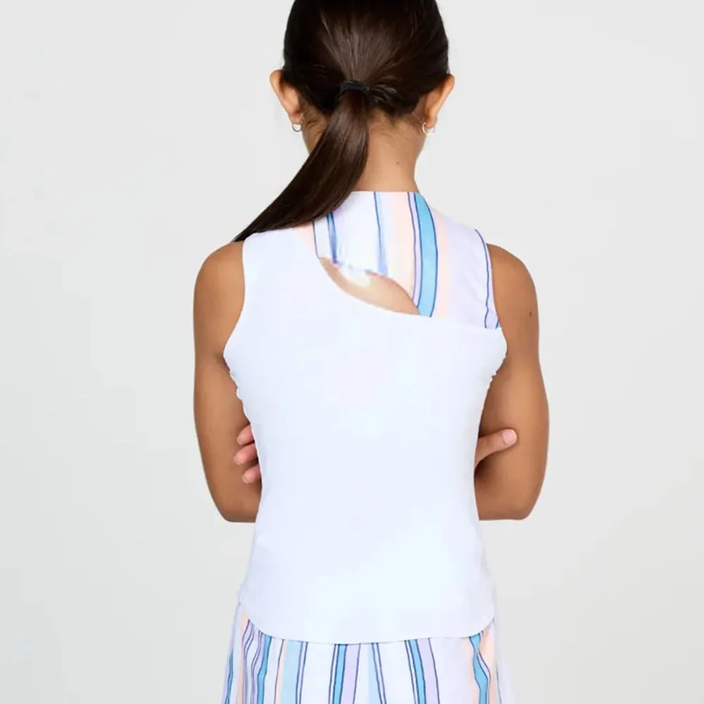 Sofibella Girl's Fun Stripes Tank - White/Fun Stripes Multi microfiber