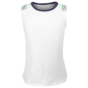 Compact Shiny Finish Sofibella Girl's Green Spirit Baseline Tank - White