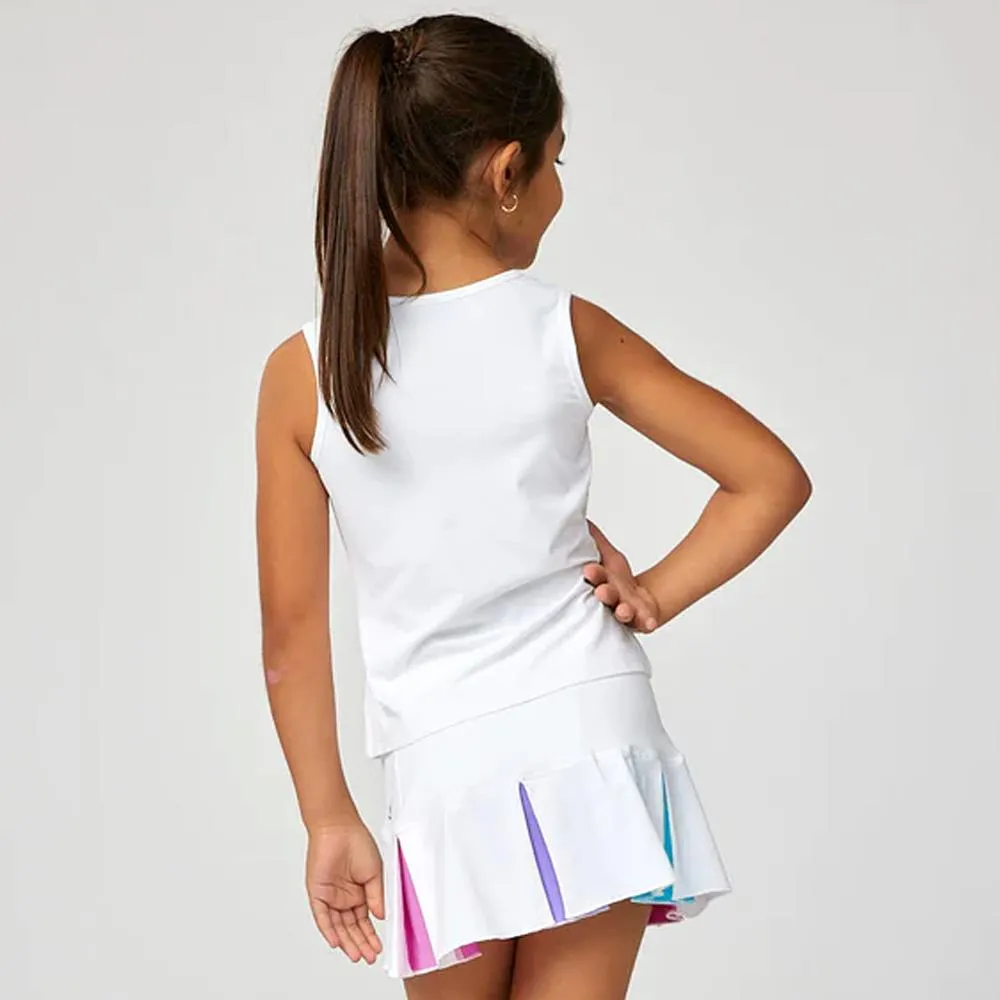 Sofibella Girls Spectrum Pleat Skort - White Easy Movement UV - protection