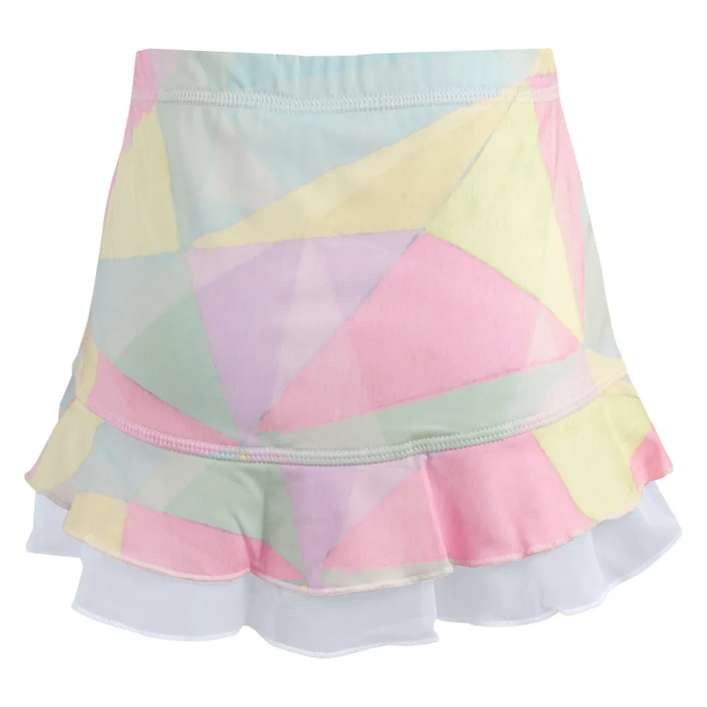 Single-Layered Sofibella Girl's UV Colors Ruffle Skort - Rainbow Prism