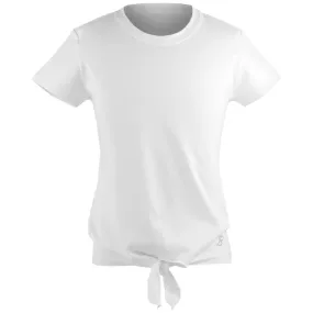 Linen blend Sofibella Girls UV Colors Short Sleeve Tie Tee - White