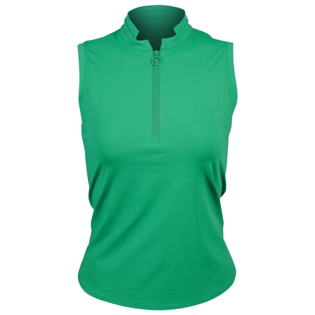 Sofibella Women's Green Spirit 23" Sleeveless Top - Zen Moisture wicking Hook-and-eye closure