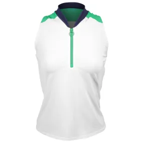 Sofibella Women's Green Spirit Greenline Sleeveless Polo - White Matte Finish Lustrous