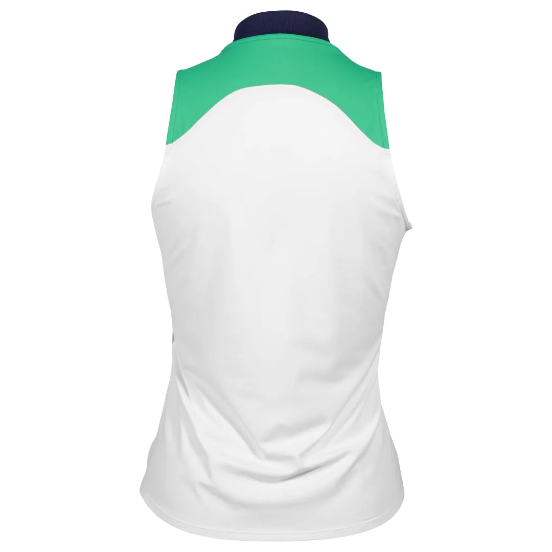 Long Sleeve Sofibella Women's Green Spirit Greenline Sleeveless Polo - White Matte Finish