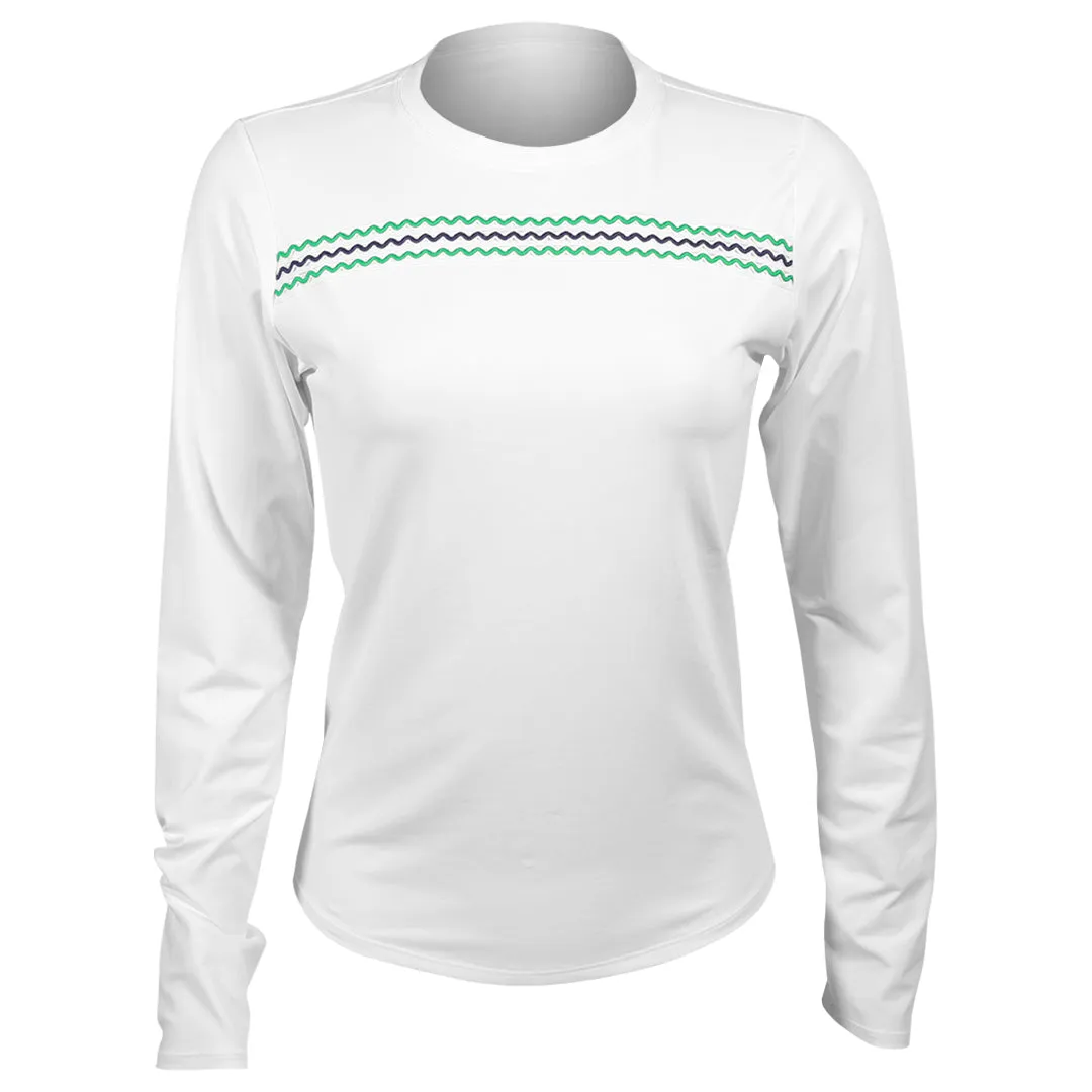 Sofibella Women's Green Spirit Longsleeve Top - White Full-length Hooded Silk Lining