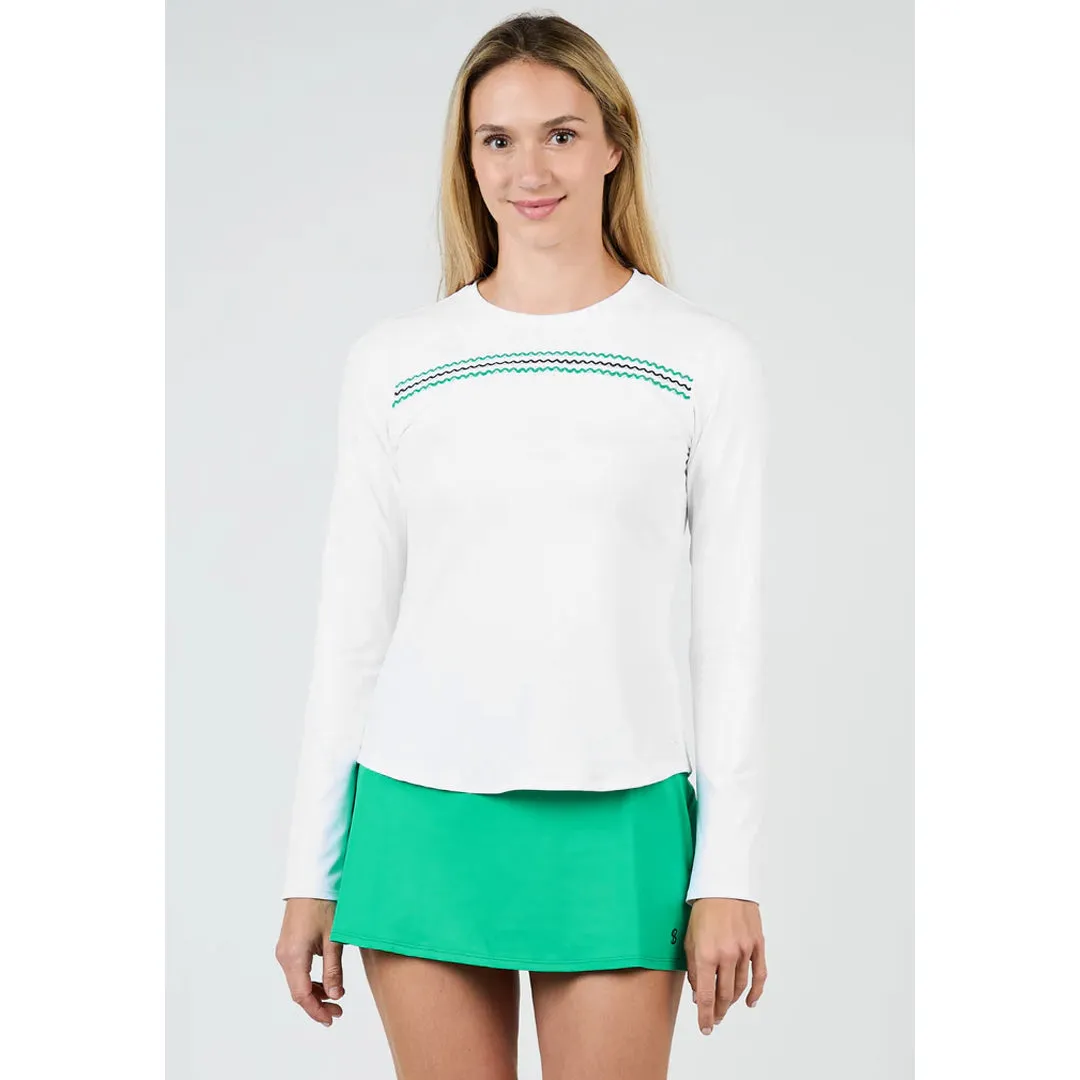 Comfortable Wear embossed Sofibella Women's Green Spirit Longsleeve Top - White Full-length