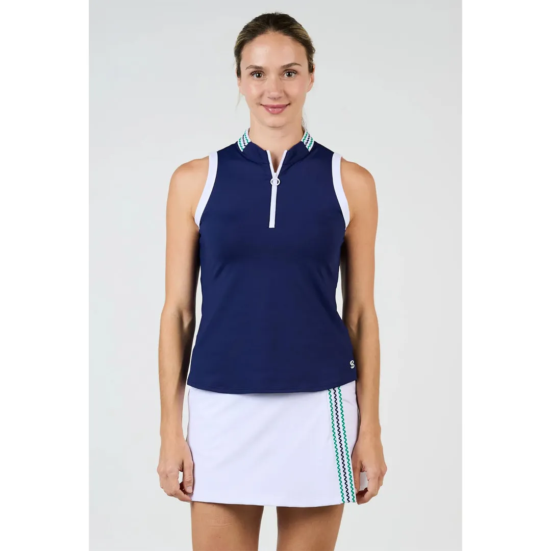 Sofibella Women's Green Spirit Tee Time Sleeveless Polo - Navy Classic Look Dry clean only Printed Pattern
