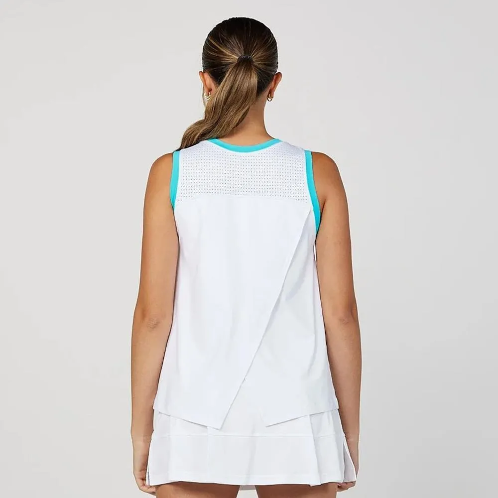 Sofibella Women's On the Dot Sleeveless - White/Air Checked Pattern Insulation Ribbed cuff