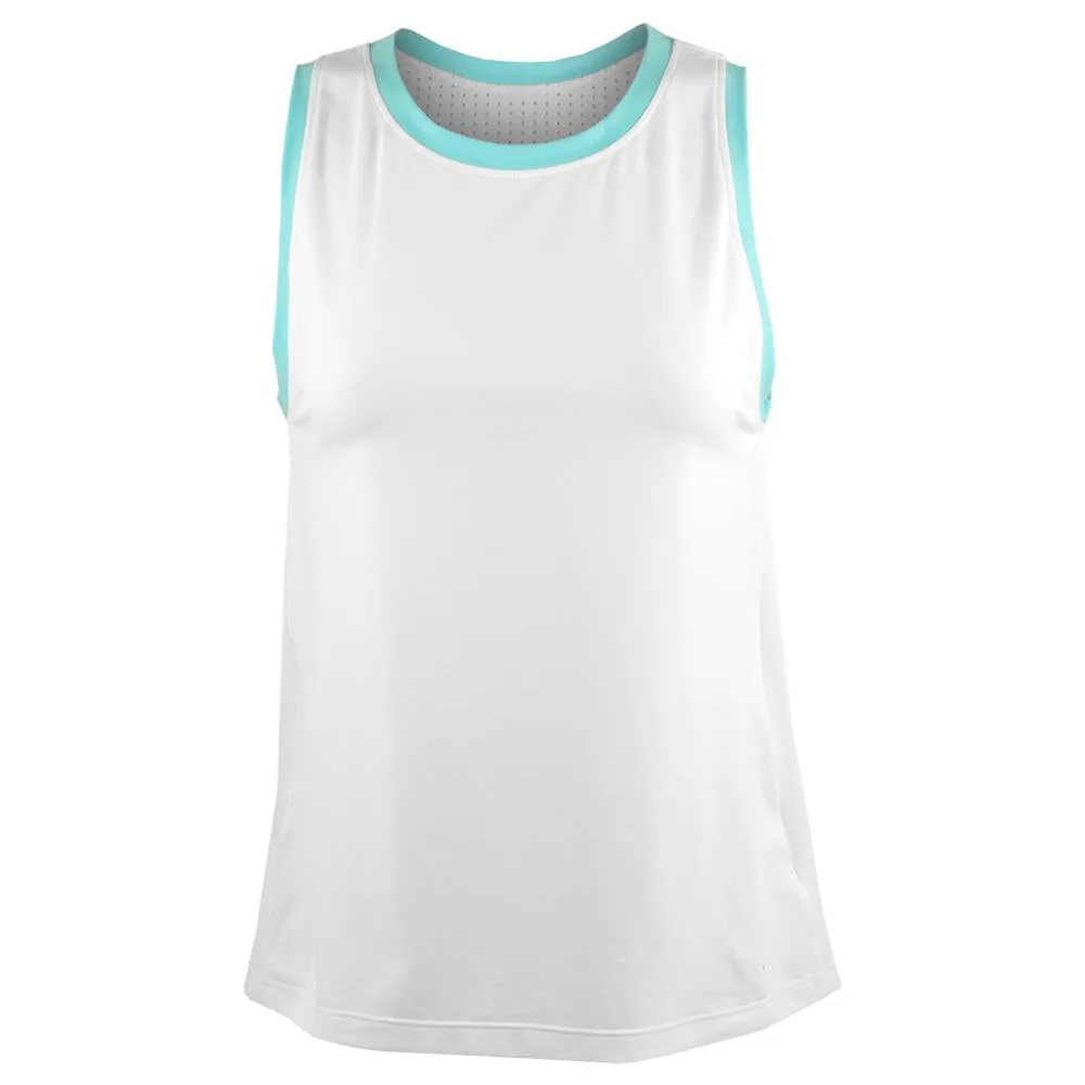 Sofibella Women's On the Dot Sleeveless - White/Air Checked Pattern Decorative Trim Twill Weave
