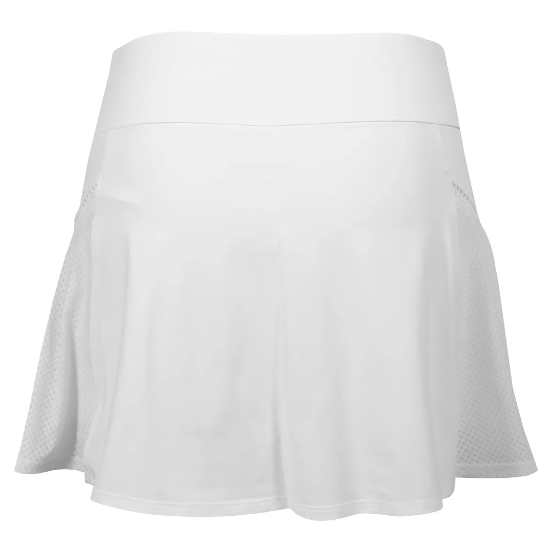 Sofibella Women's Tr??s Blanc 14" Trellis Trim Skort - White Fur Silk Cotton Blend