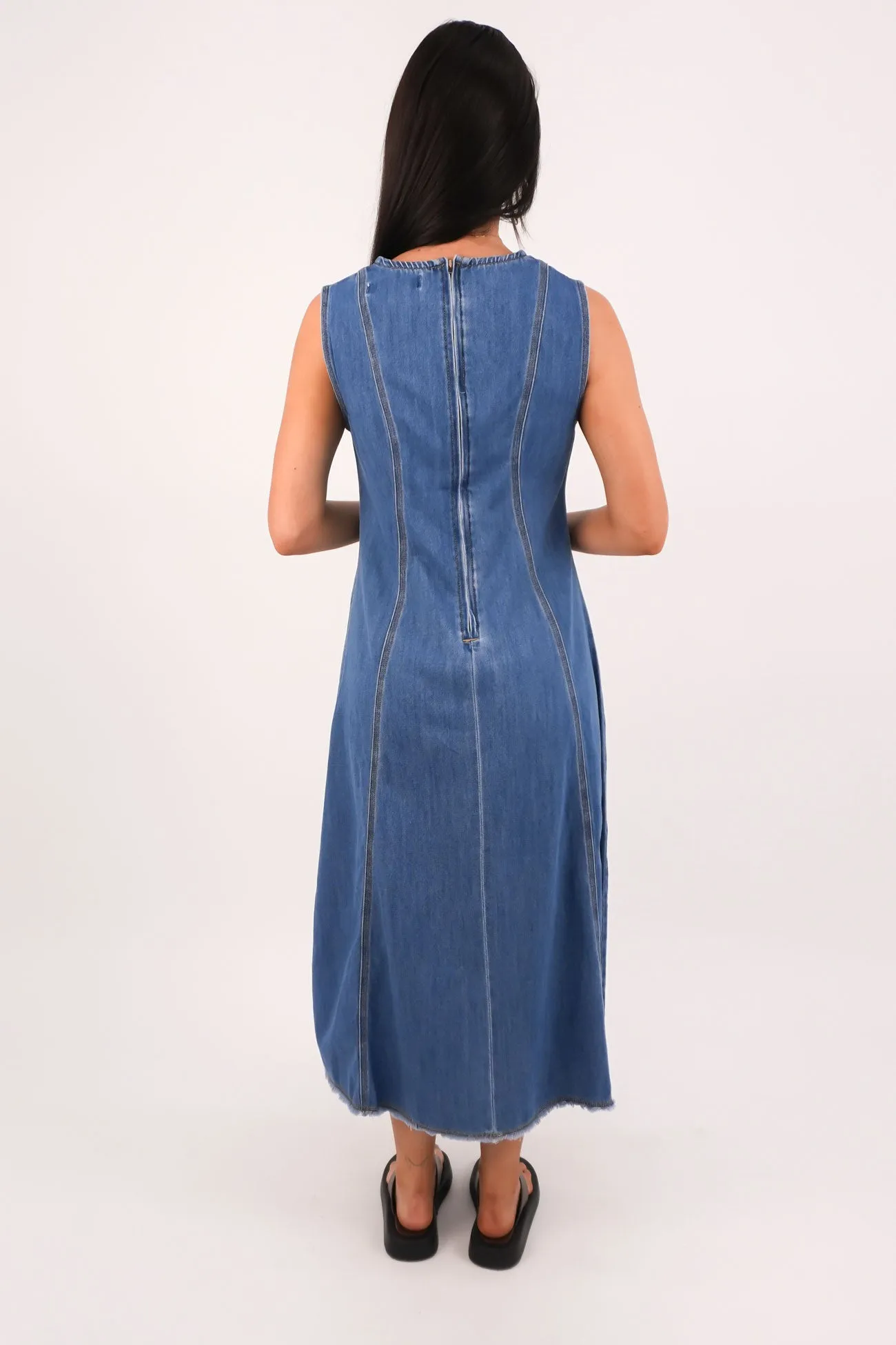Solene Denim Dress Mid Blue QuickReleaseClasp