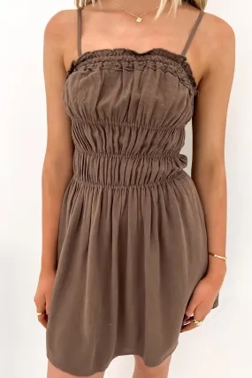 Olive Tone Neutral Layer Toledo Mini Dress Brown