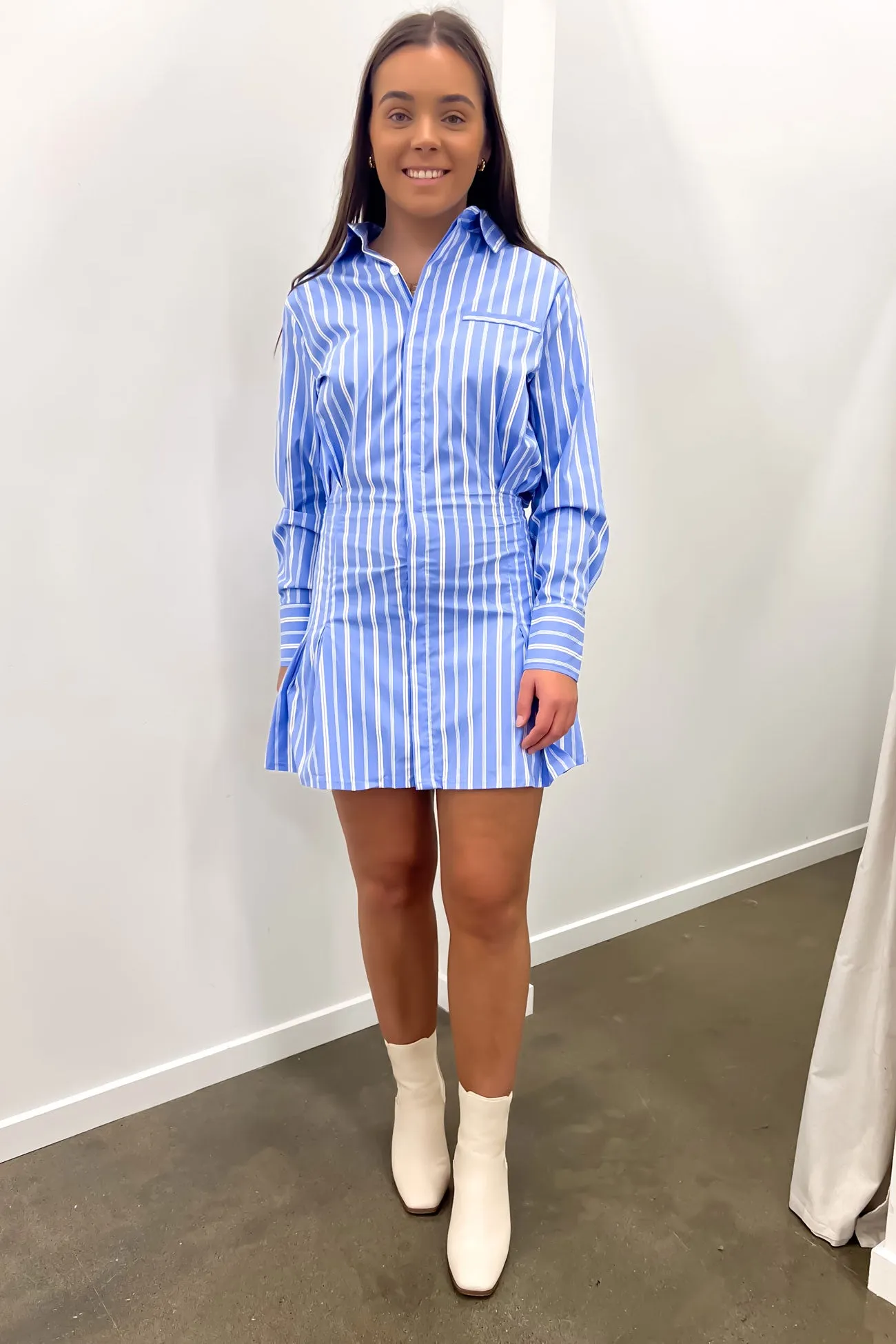 Cecile Mini Dress Blue Elegant Fit Color-Blocked