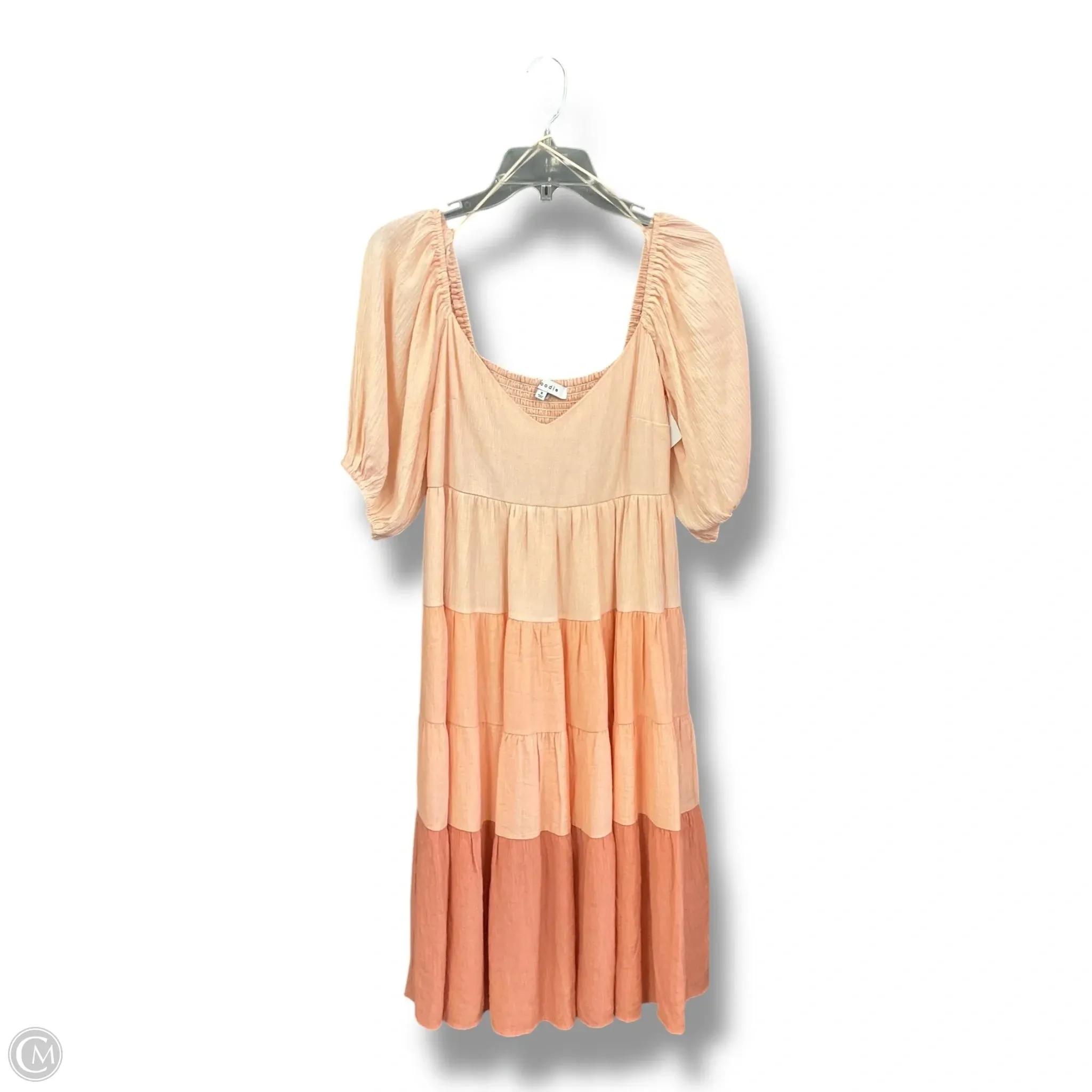 Button Accent Dress Party Midi By Cmc In Peach, Size: S