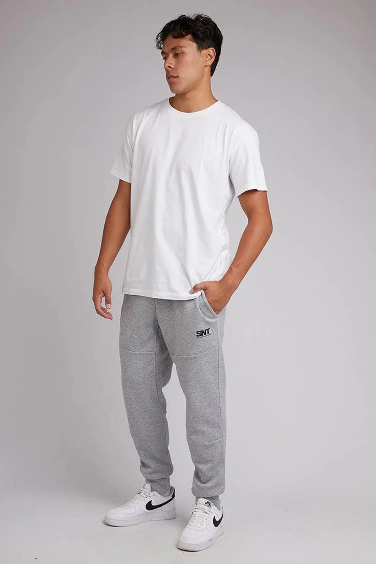 Tech Track Pant Grey Marle Cuffed hem Comfort-First