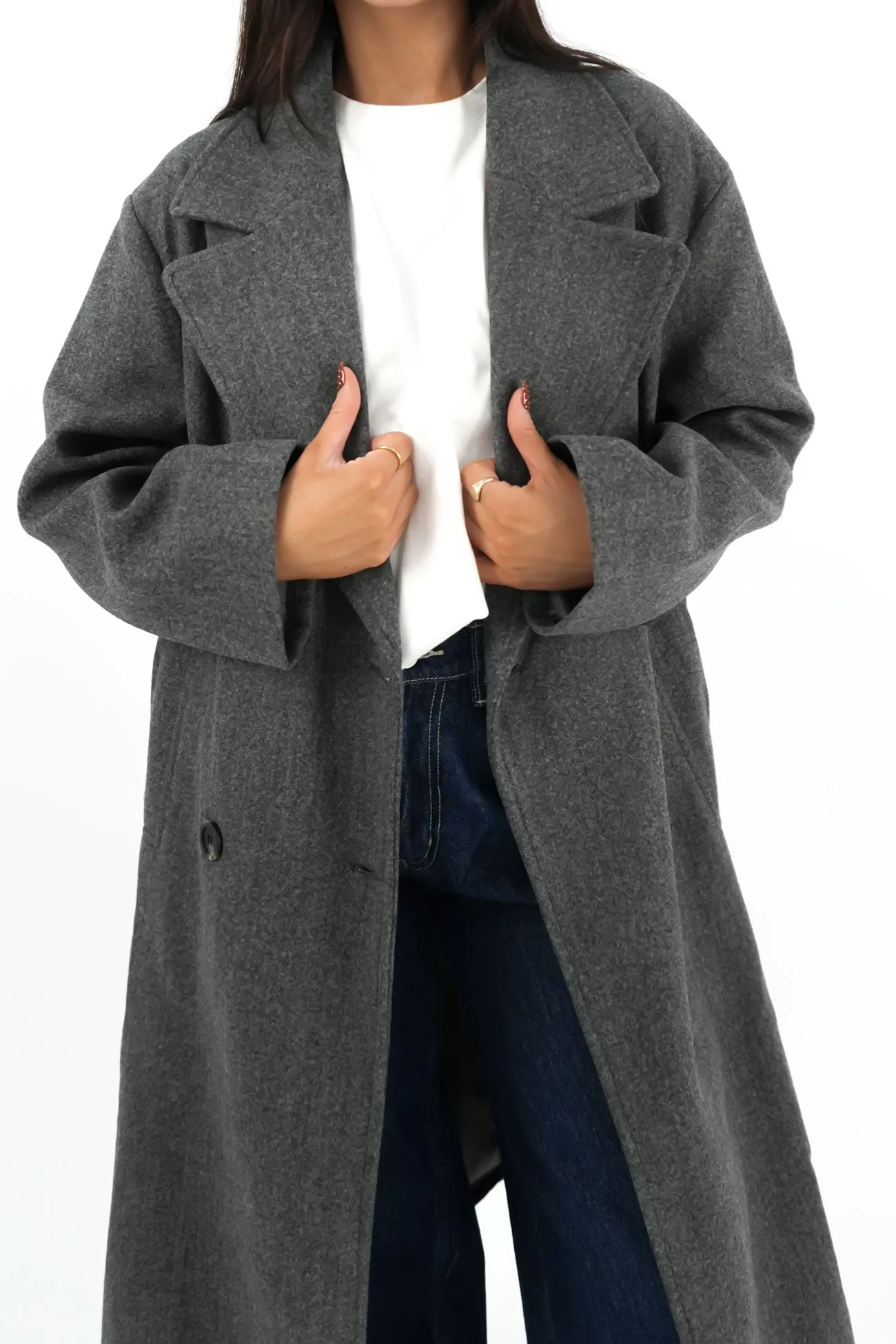 Smooth Zipper Action Murphee Coat Grey