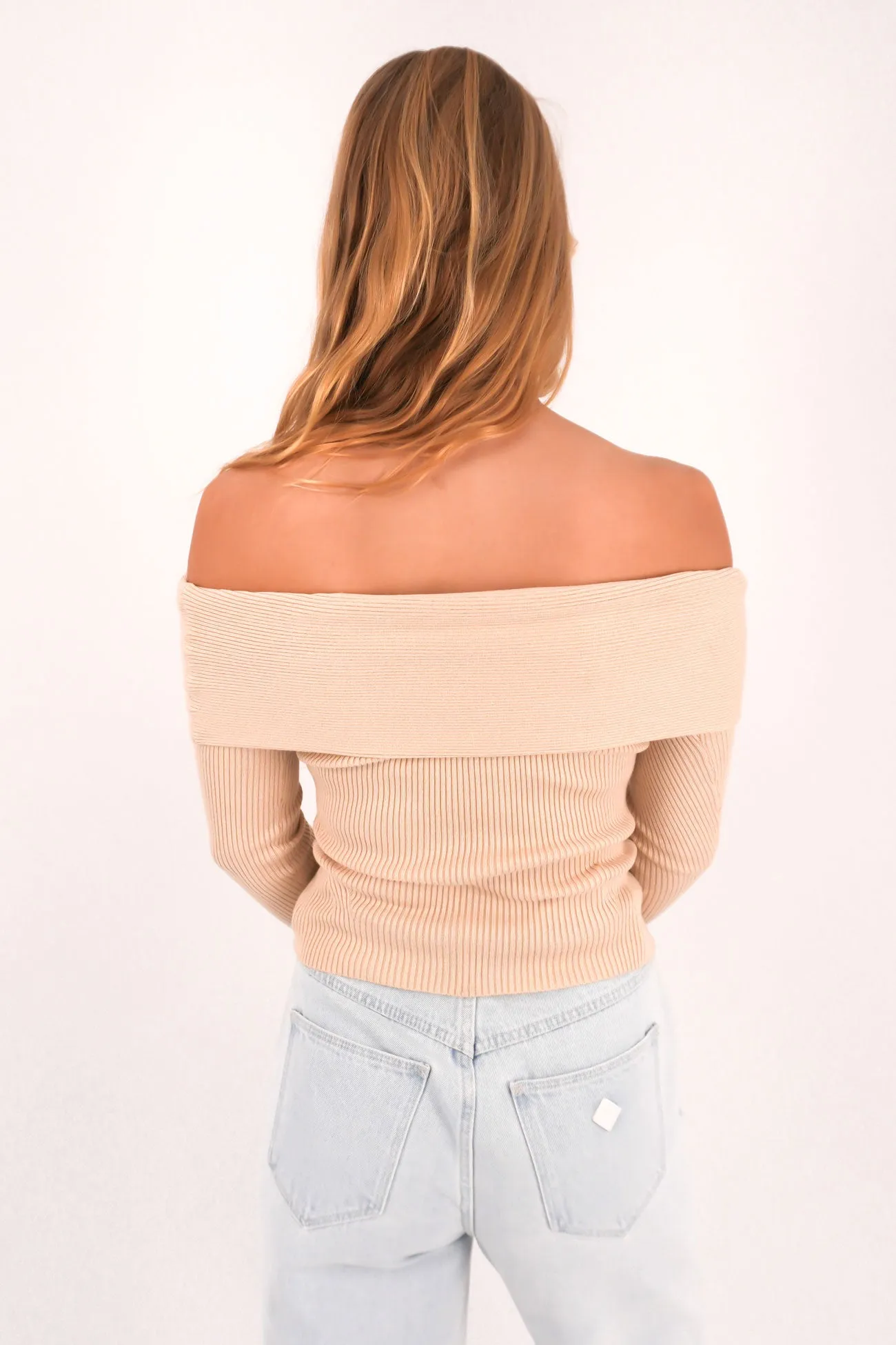 Sabine Off Shoulder Knit Natural Wrinkle Resistant Tailored Design