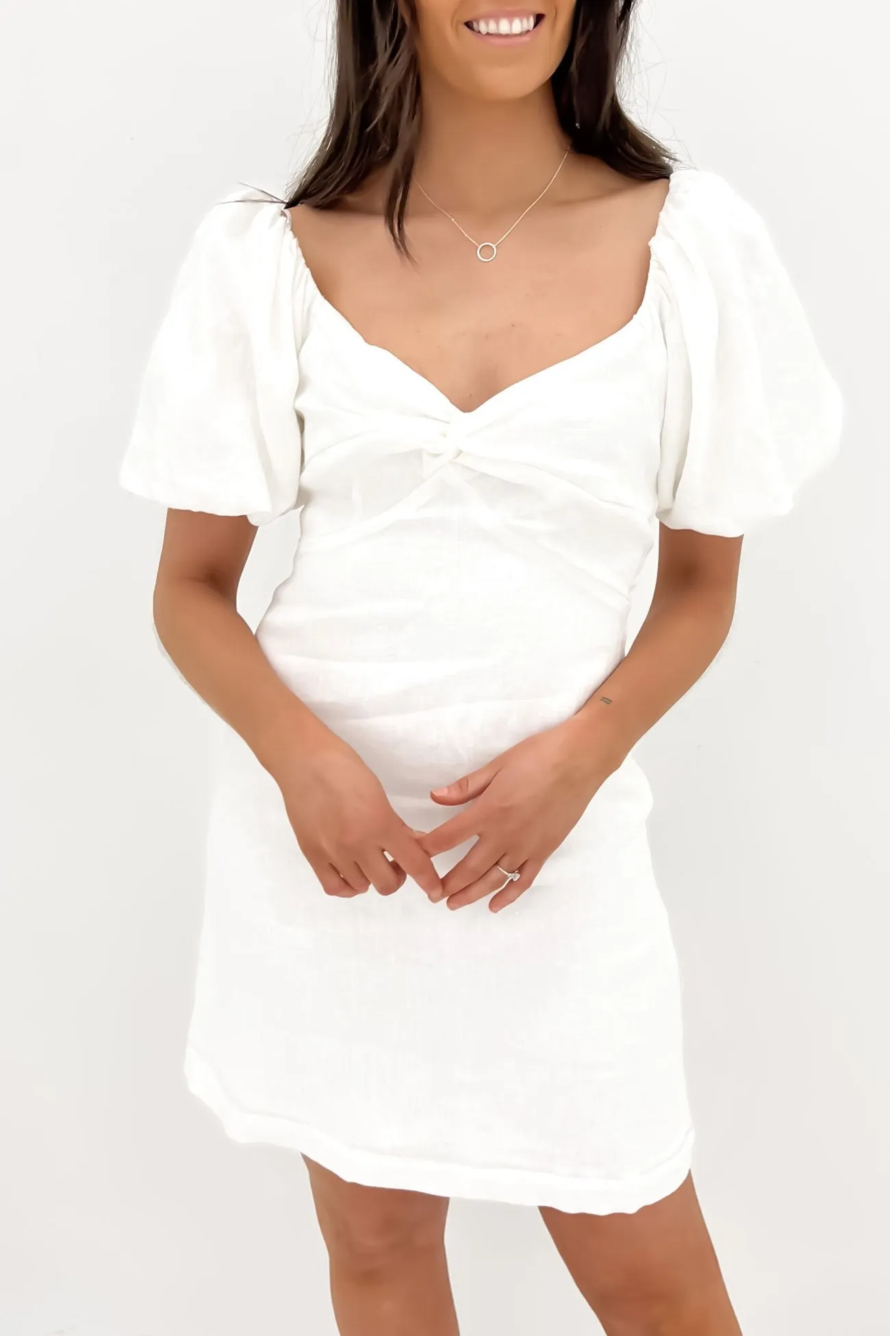 Jordana Mini Dress White Neutral Finish