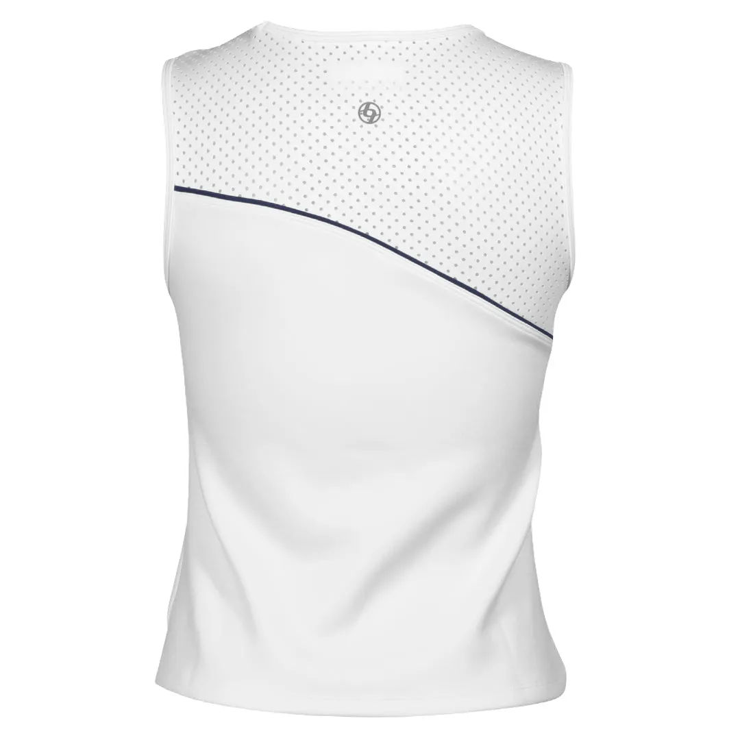 Short Sleeve Low-waisted Split hem Lija Women's The One To Beat Sporty Tank - White