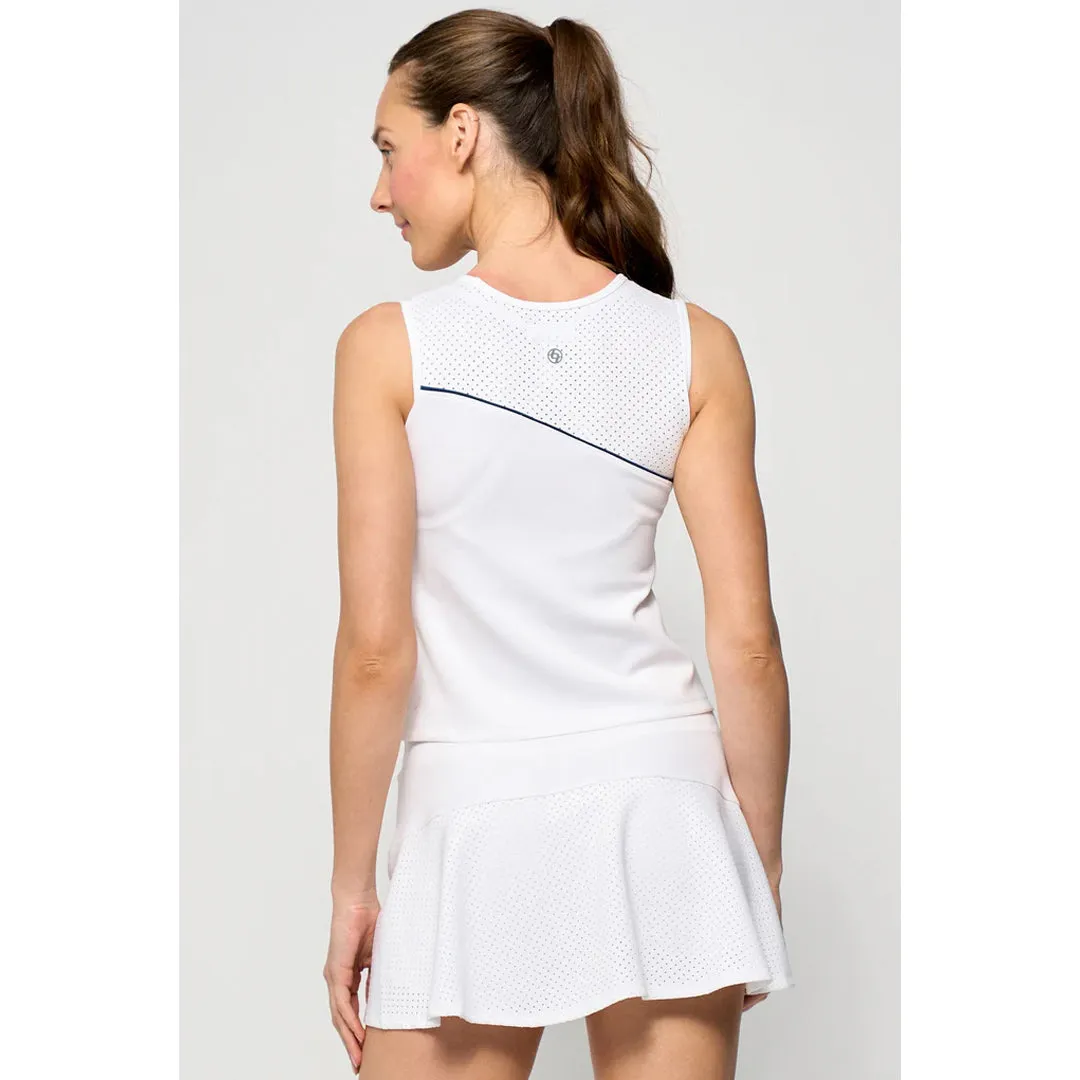 Embroidered Elements Split hem Lija Women's The One To Beat Sporty Tank - White