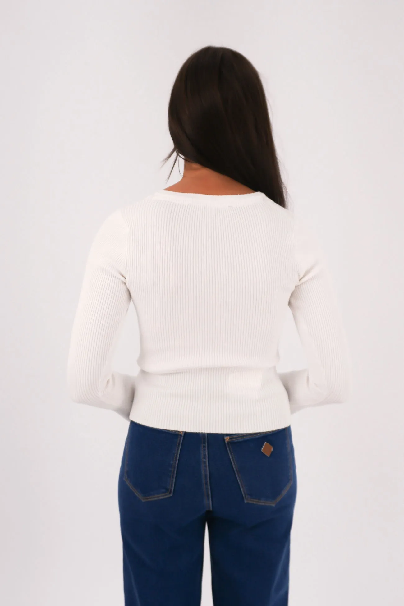 Marleigh Knit Long Sleeve White colorful