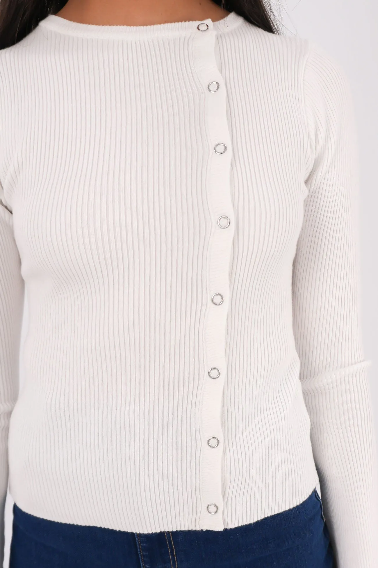Marleigh Knit Long Sleeve White Customizable