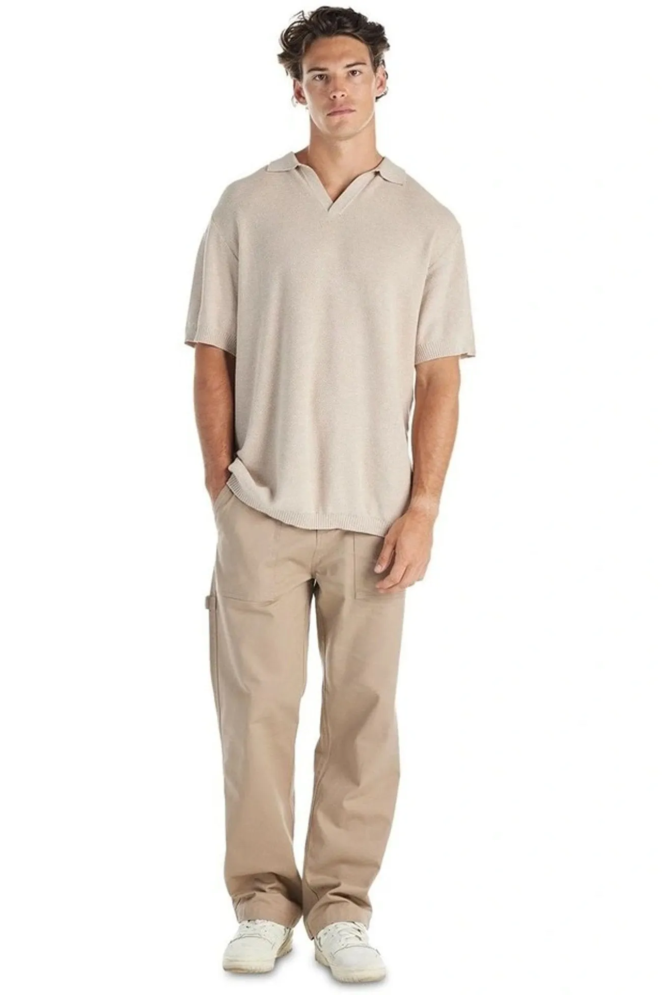 Fitted Cut Wardrobe Essential St Tropez Short Sleeve Shirt Oat