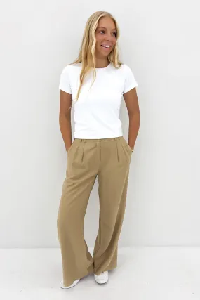 Fashion Forward Breathable Weave Fabric Ashley Pant Tan